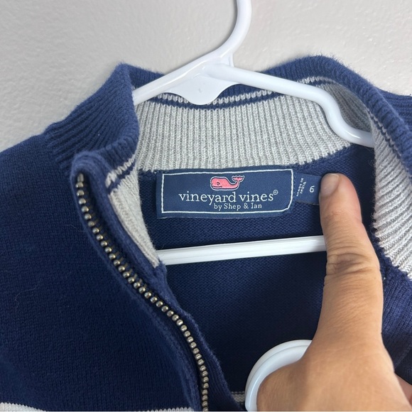 Vineyard Vines Blue and White Zip Up Sweater - Picture 4 of 4